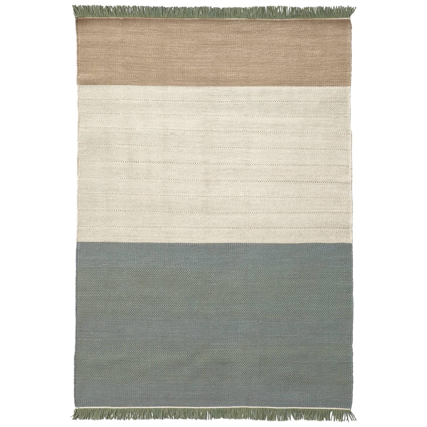 Hand-Loomed Tres Stripes Rug in Sage by Nani Marquina & Elisa Padron, Large For Sale