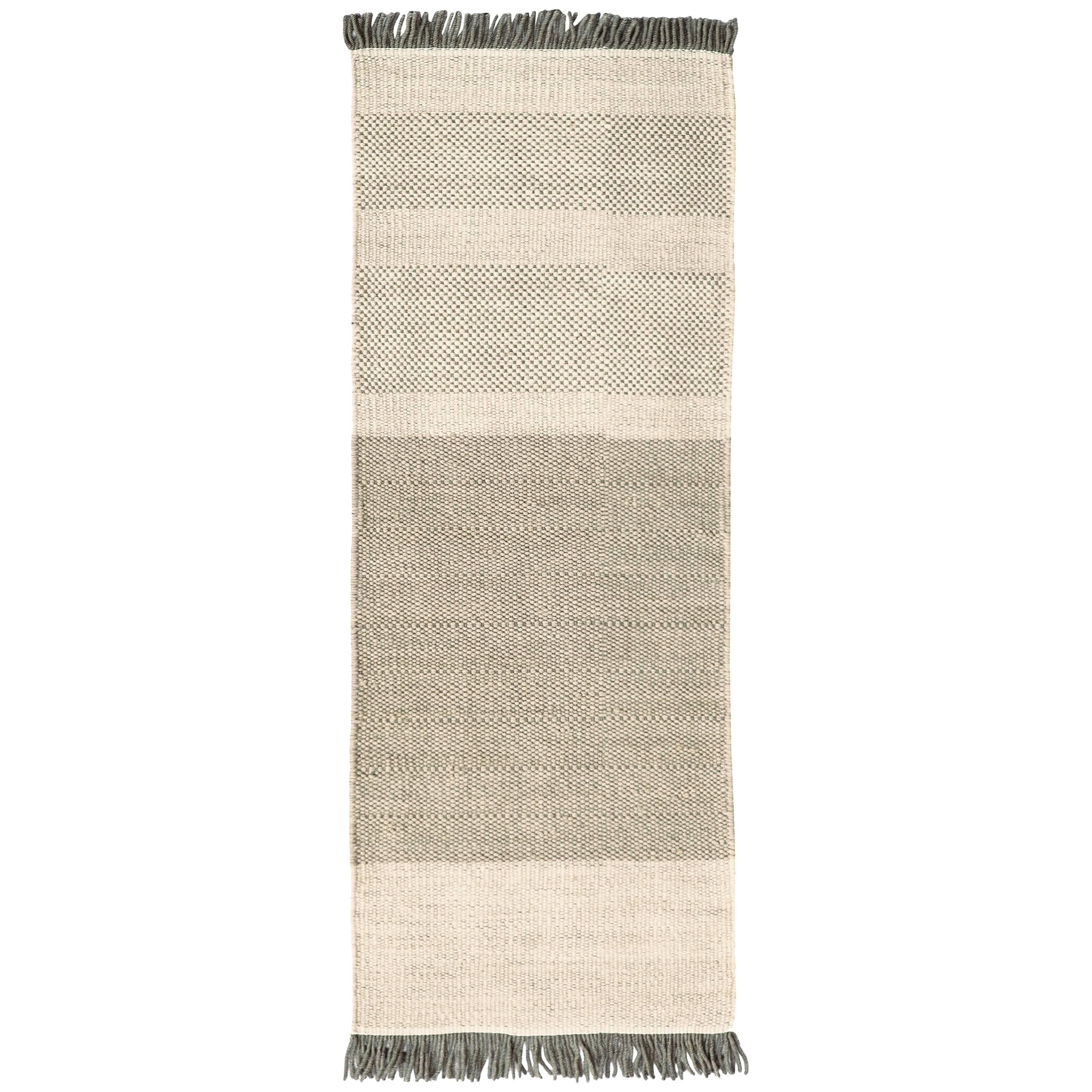 Hand-Loomed Tres Stripes Runner in Pearl by Nani Marquina & Elisa Padron For Sale