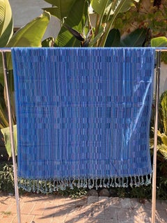 Hand-Loomed Turkish Towel (GOTS-Certified Organic Cotton) - Sandik Blue Pestemal