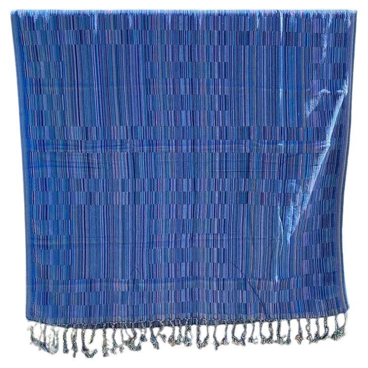 Hand-Loomed Turkish Towel (GOTS-Certified Organic Cotton) - Sandik Blue Pestemal For Sale