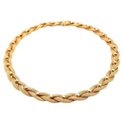 Hand Made 14k Gold 18" Braided Wheat Link Chain Necklace w/ Polished Gold Beads