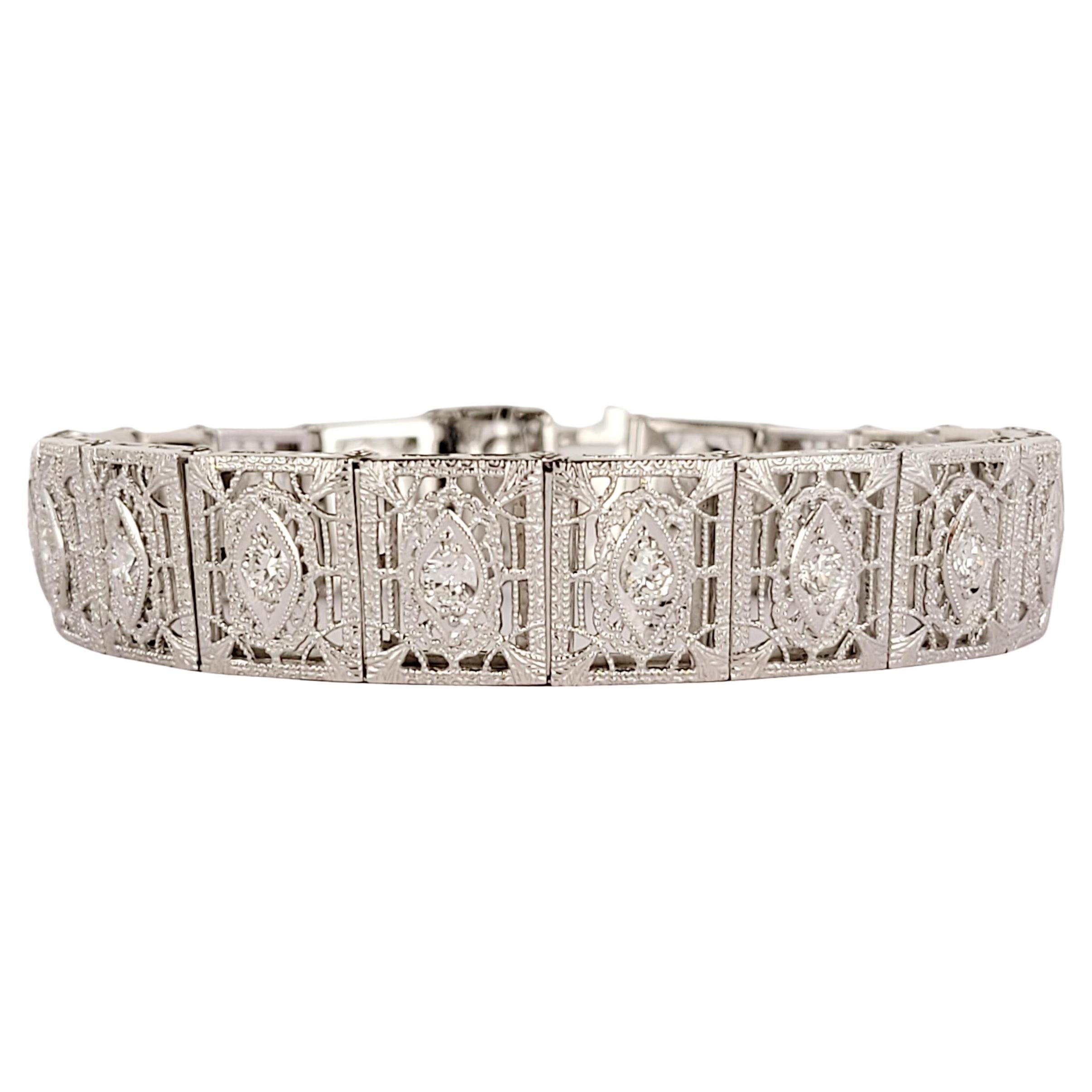 Hand-Made 14K & Platinum Women Bracelet with Diamonds For Sale