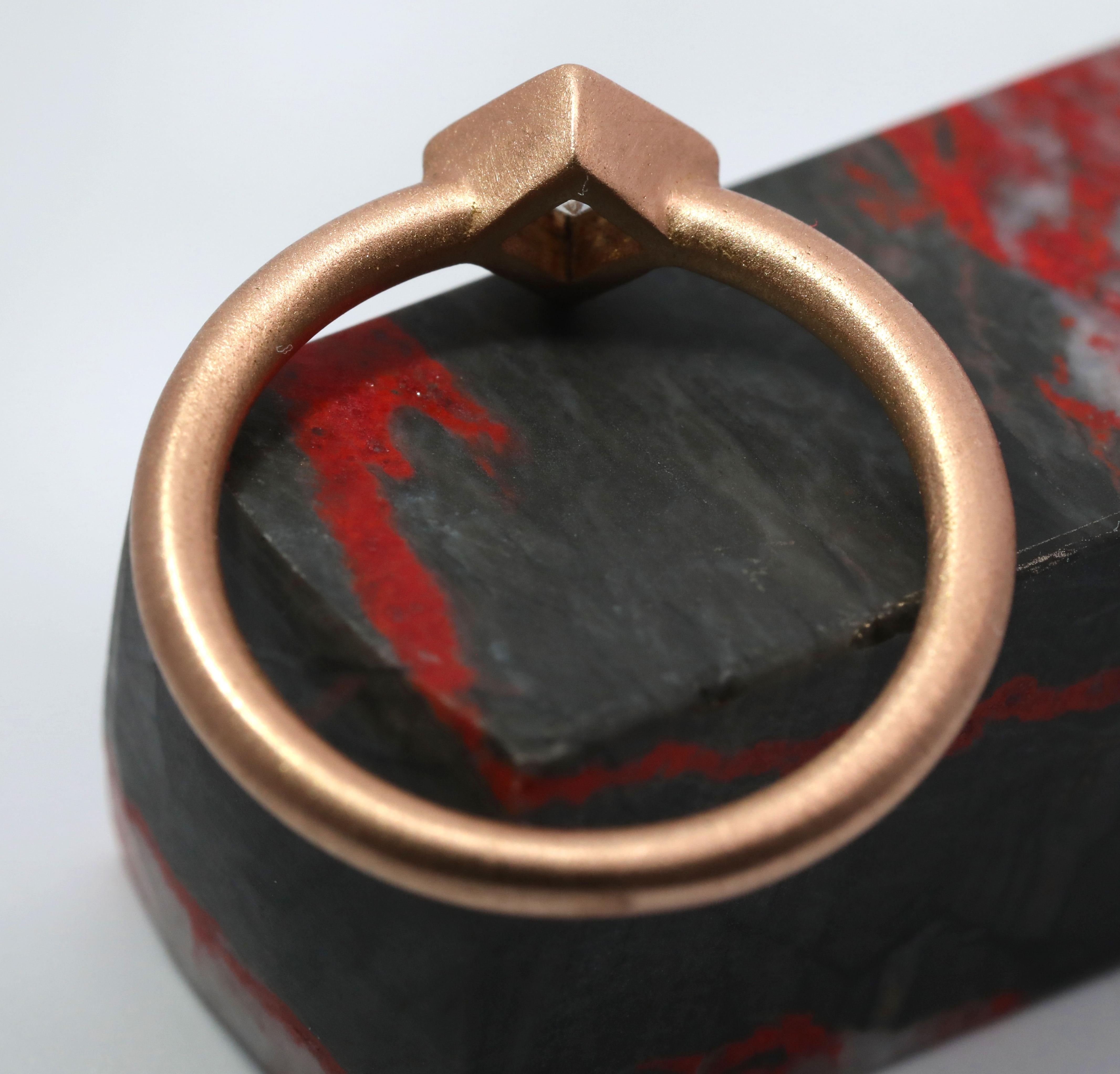 Hand Made 14K Rose gold & Natural Brilliant Cut Diamond Ring im Zustand „Neu“ im Angebot in Pasadena, CA