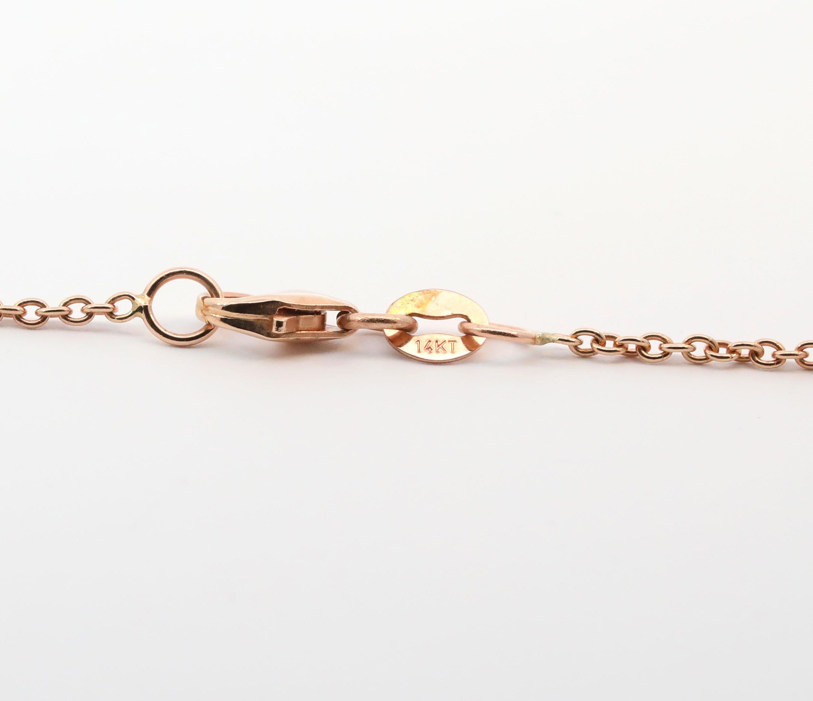 Hand Made 14K Rose & Yellow Gold, Natural Diamonds & Natural Tourmaline Necklace For Sale 2