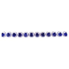 Hand Made 14K White Gold Bracelet with Sapphire & Diamonds