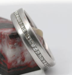 Hand Made 14K White gold & Natural Diamonds Eternity Band