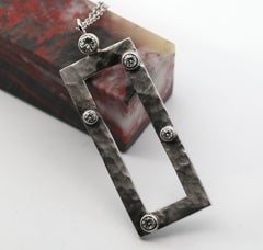 Hand Made 14K White Gold, Natural Diamonds Necklace