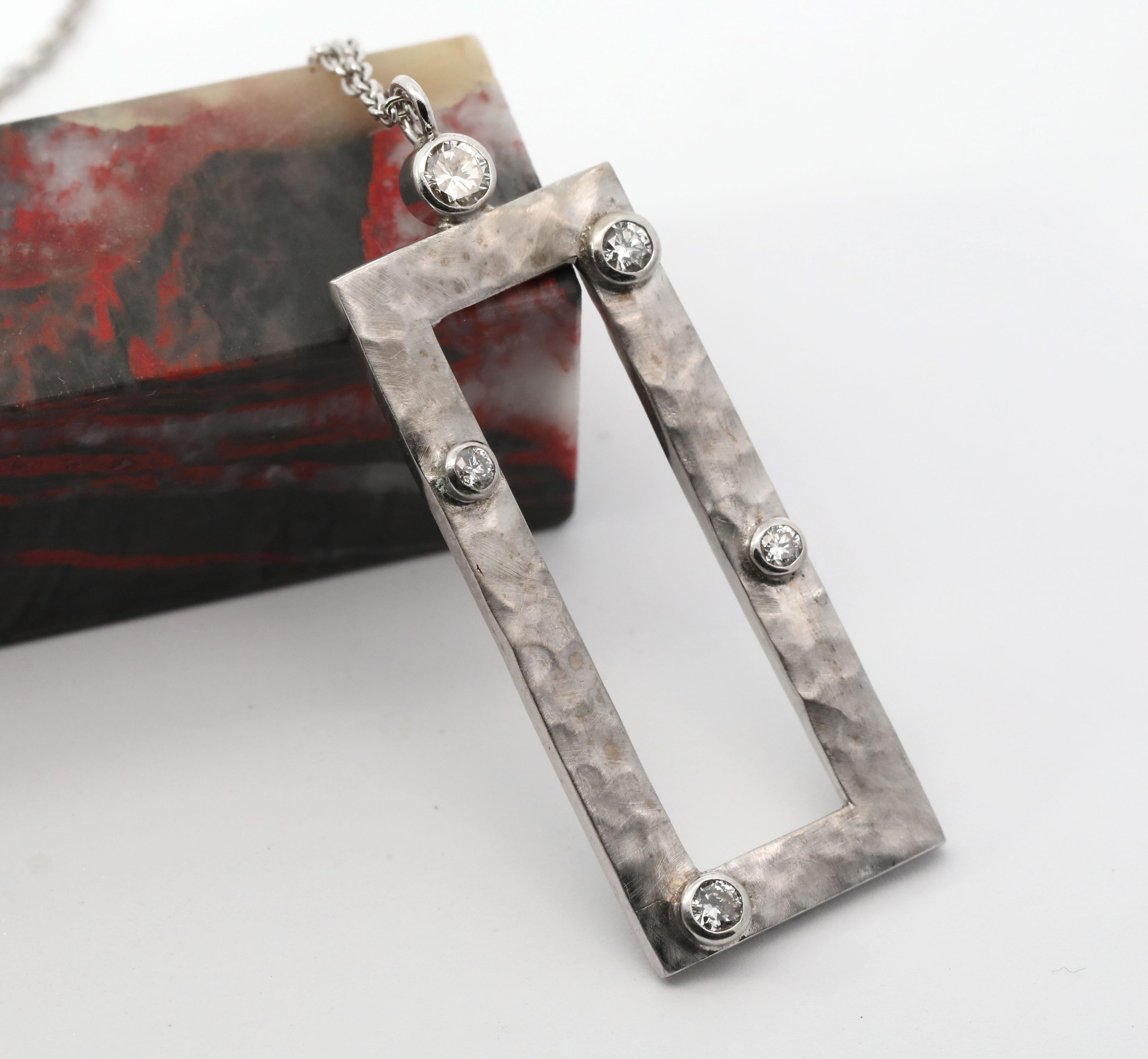 Modern Hand Made 14K White Gold, Natural Diamonds Necklace For Sale