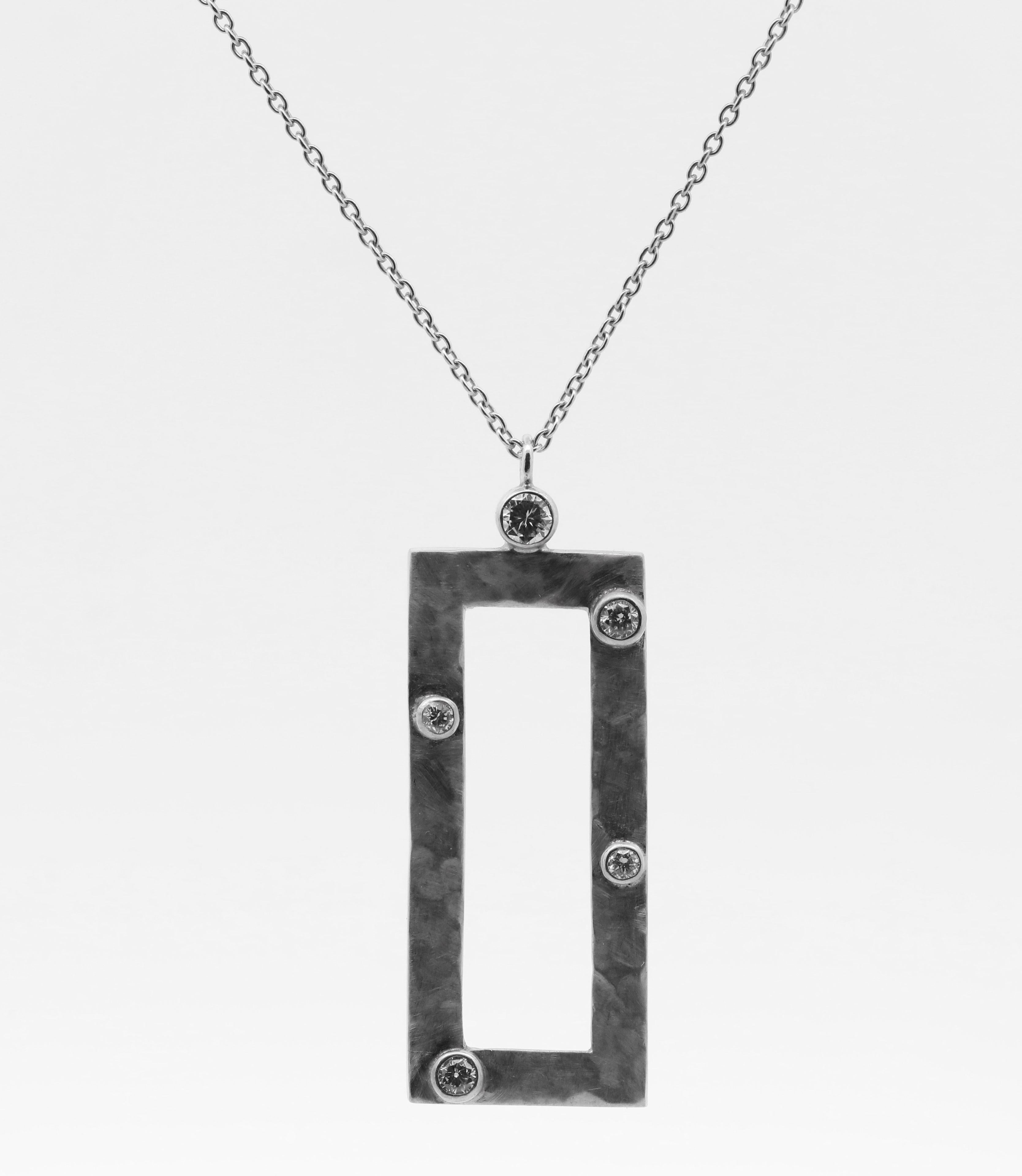 Hand Made 14K White Gold, Natural Diamonds Necklace In New Condition For Sale In Pasadena, CA