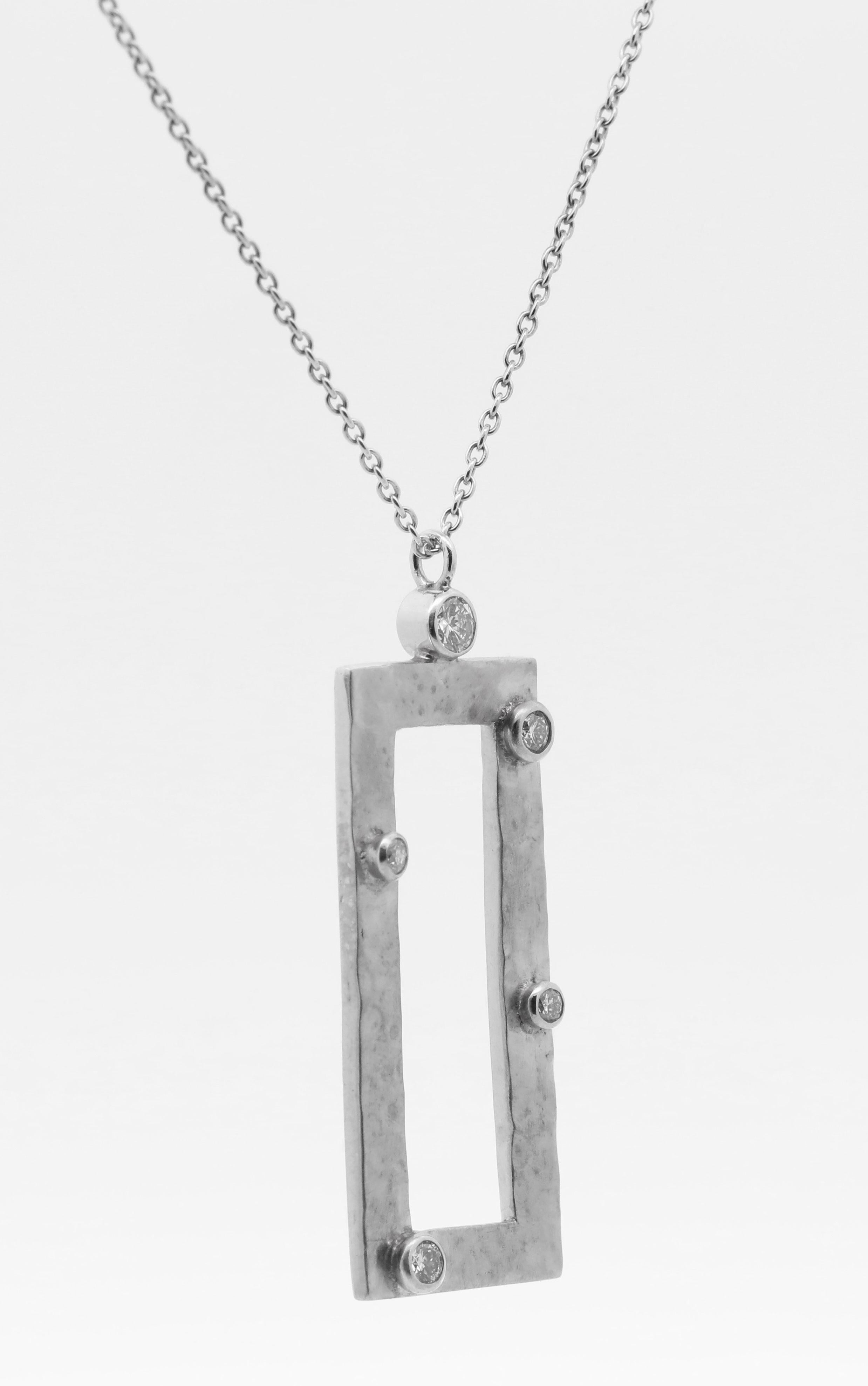 Women's Hand Made 14K White Gold, Natural Diamonds Necklace For Sale