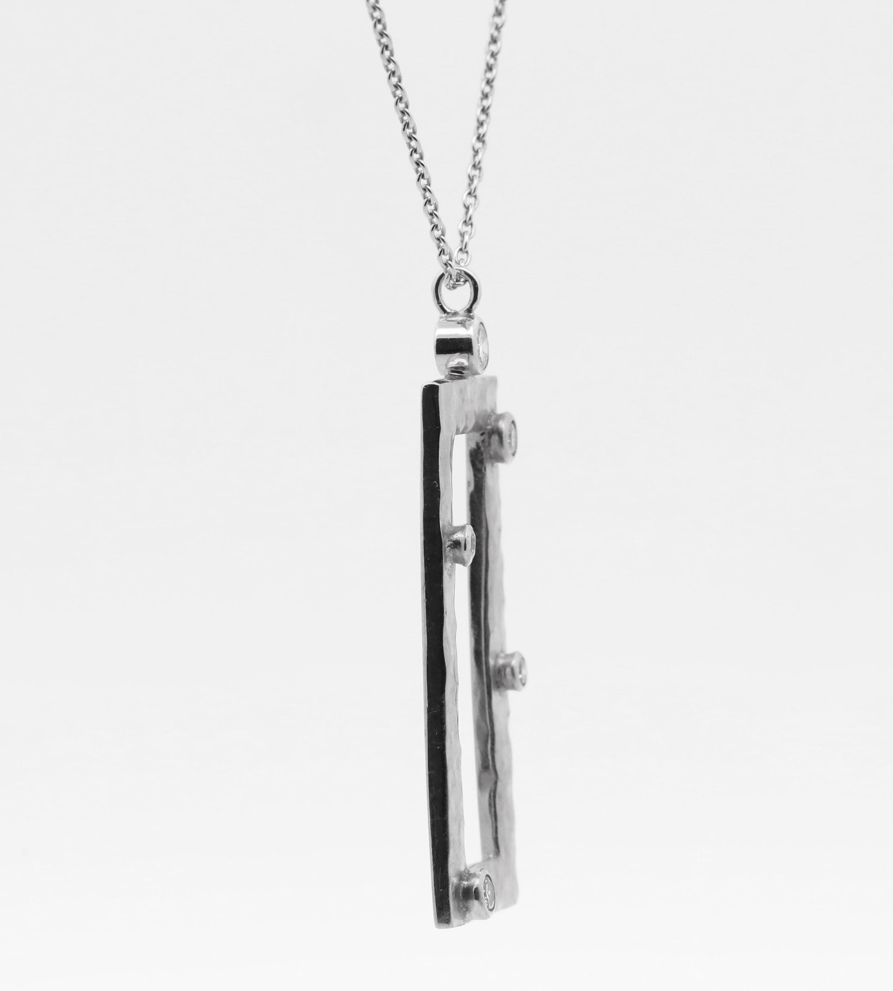 Hand Made 14K White Gold, Natural Diamonds Necklace For Sale 1