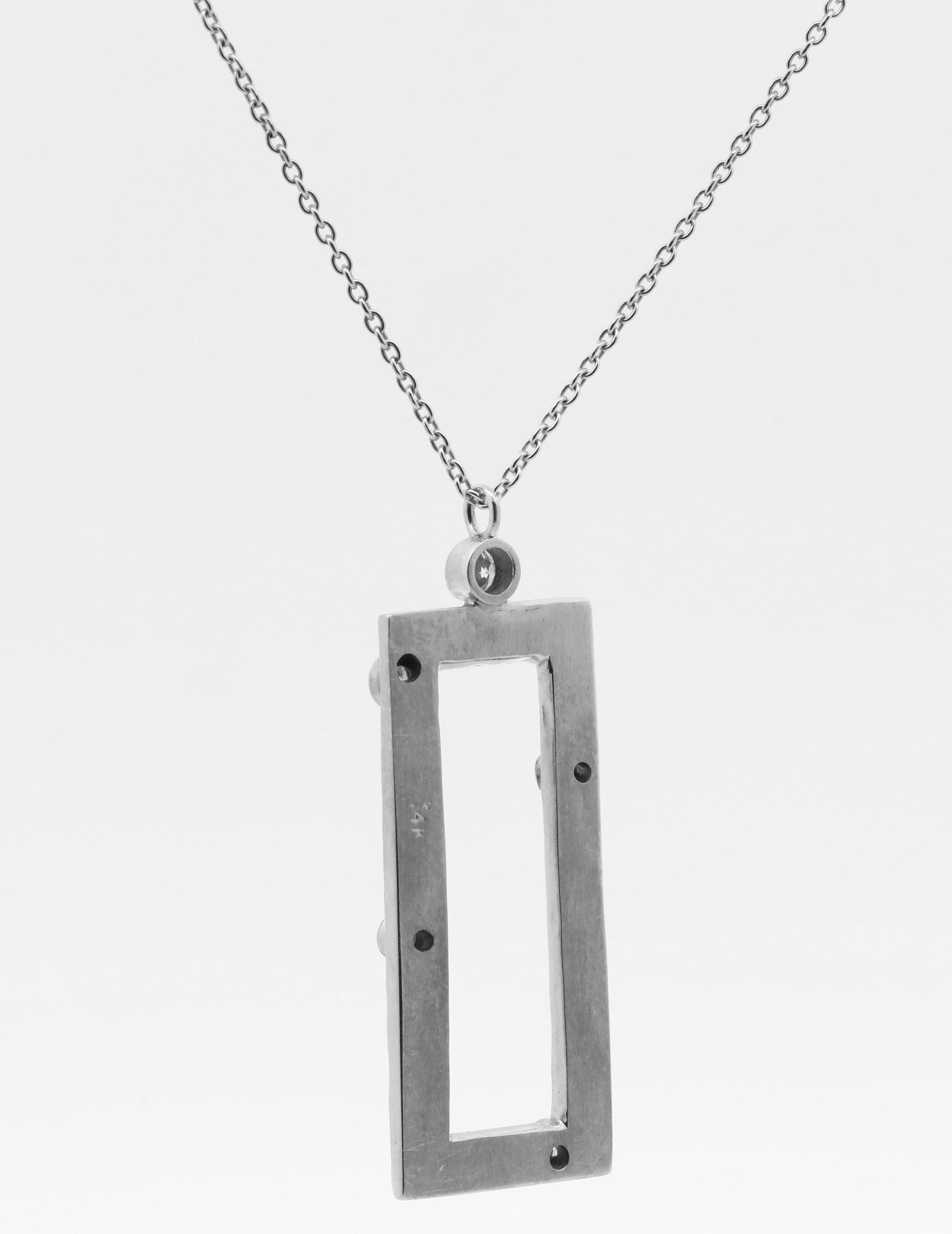 Hand Made 14K White Gold, Natural Diamonds Necklace For Sale 2