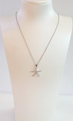 Hand-Made 14K white Gold Pendant Chain with Diamonds