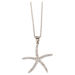Hand-Made 14K white Gold Pendant Chain with Diamonds