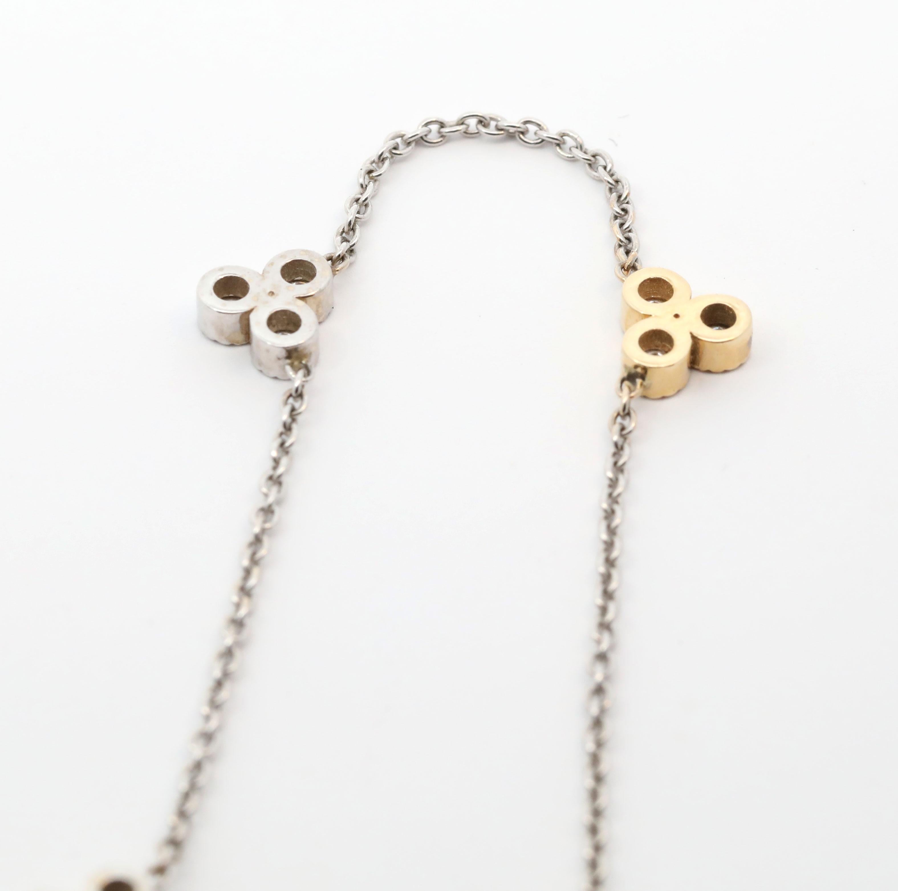 Hand Made 14K White & Yellow Gold & Natural Diamonds Necklace For Sale 3