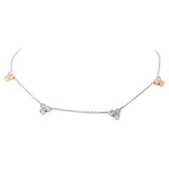 Hand Made 14K White & Yellow Gold & Natural Diamonds Necklace