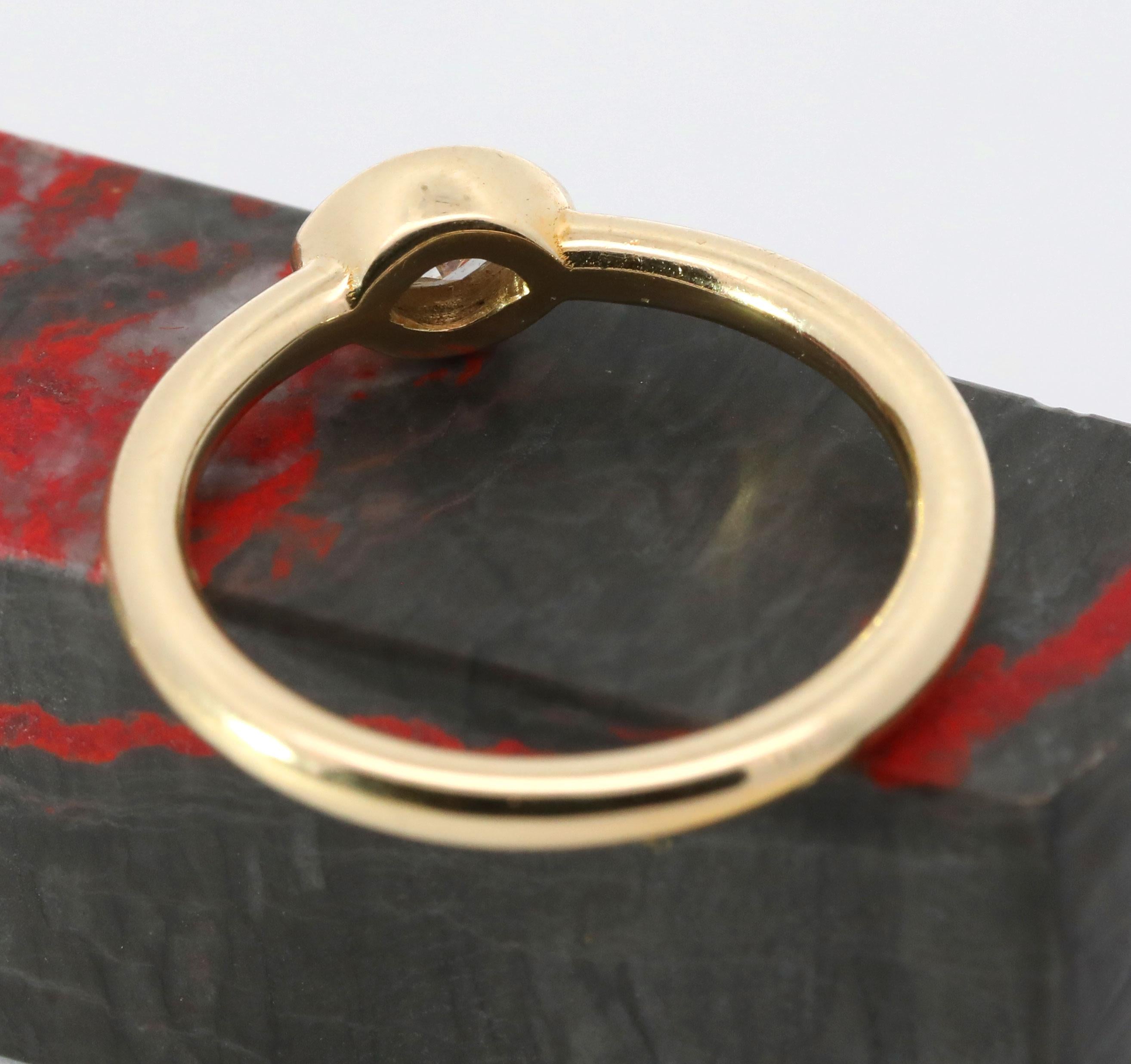 Hand Made 14K Yellow gold & Natural Marquise Cut Diamond Ring In New Condition For Sale In Pasadena, CA