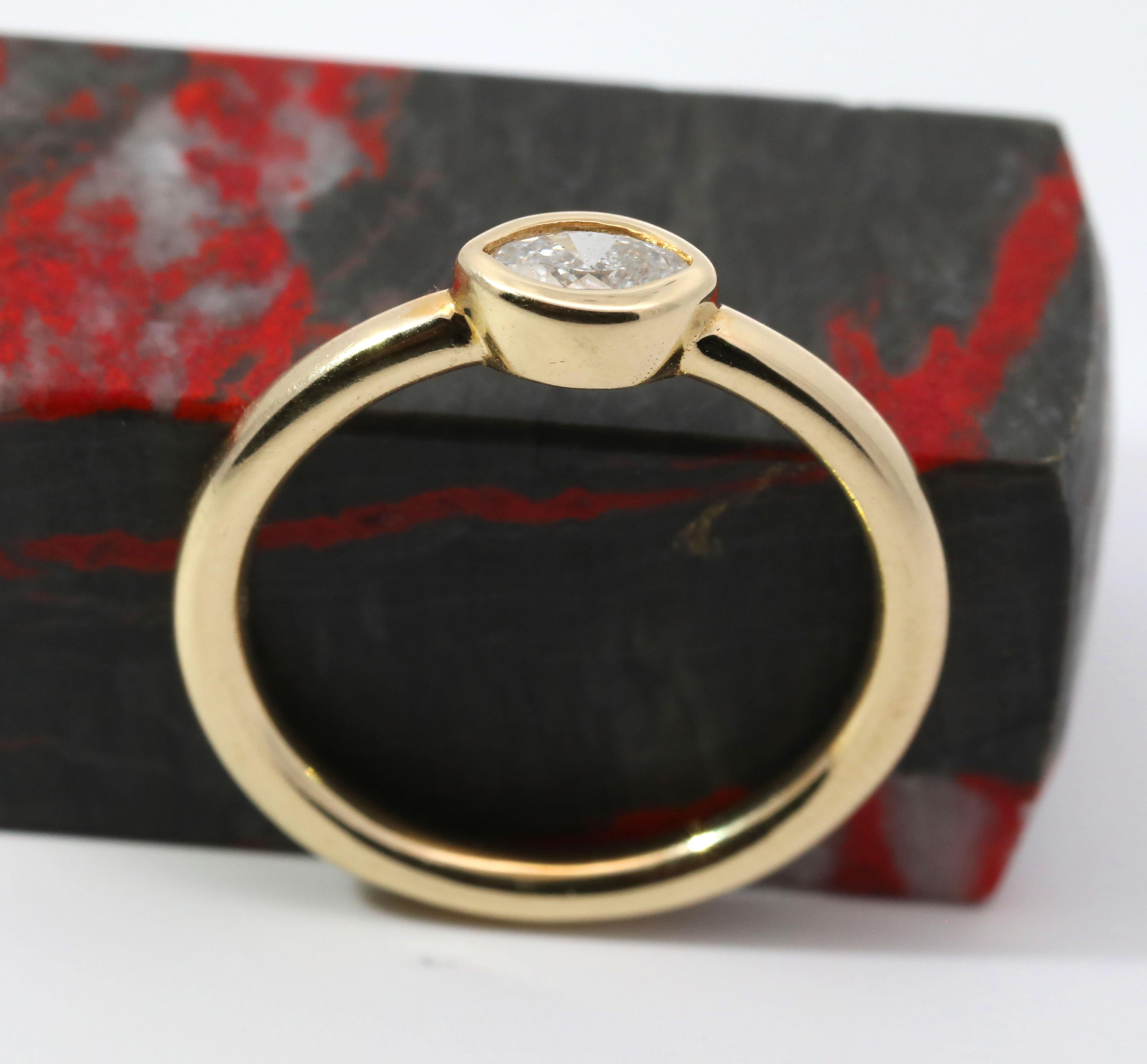 Hand Made 14K Yellow gold & Natural Marquise Cut Diamond Ring For Sale 2