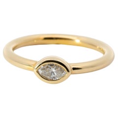 Hand Made 14K Yellow gold & Natural Marquise Cut Diamond Ring