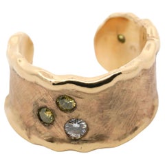Hand Made 14K Yellow Gold, Natural White & Fancy Yellow Diamond Ring