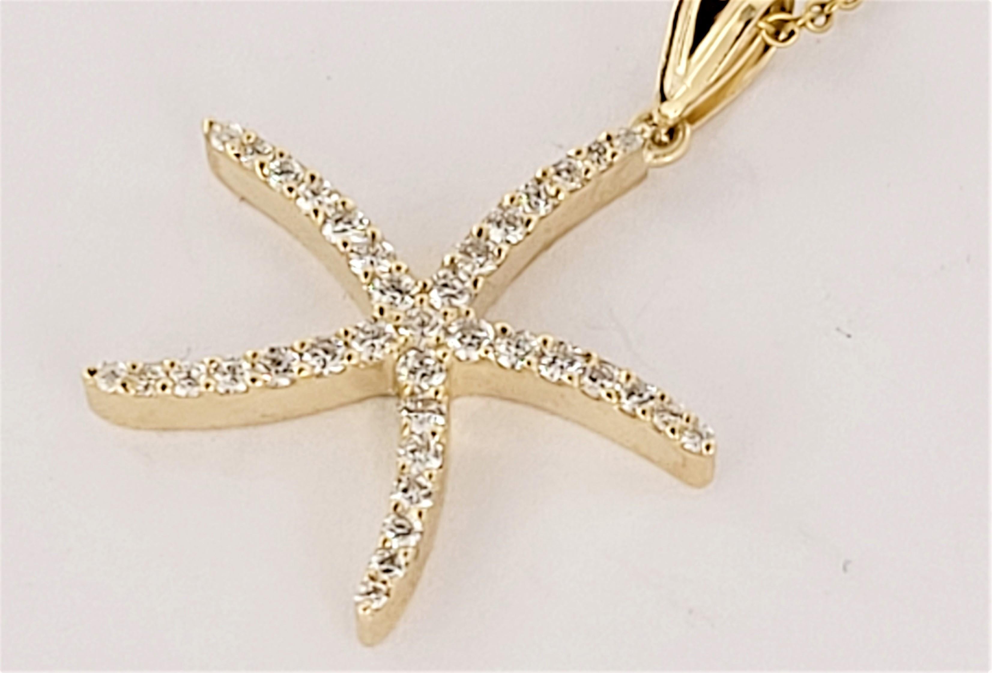 Hand Made 14K Amarillo  Cadena colgante de oro con diamantes en Nuevo estado para la venta en New York, NY