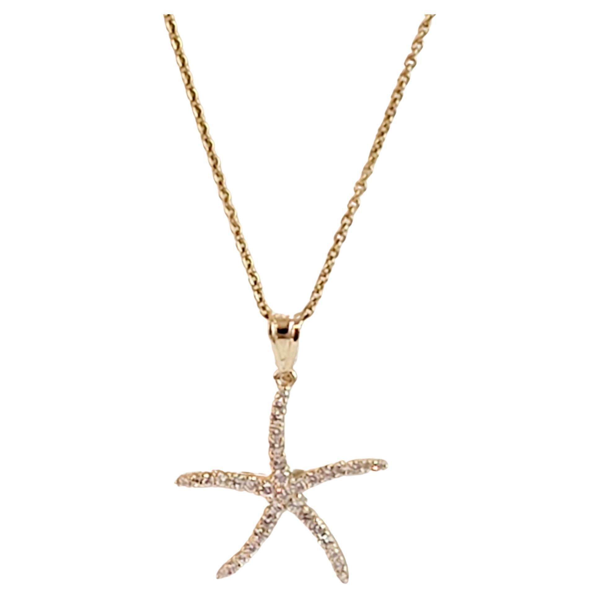 Hand-Made 14K Yellow  Gold Pendant Chain with Diamonds