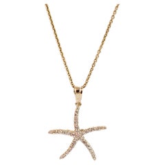 Hand-Made 14K Yellow  Gold Pendant Chain with Diamonds