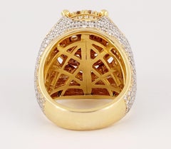 Anello in oro giallo 14K con diamanti, fatto a mano, misura 10,25