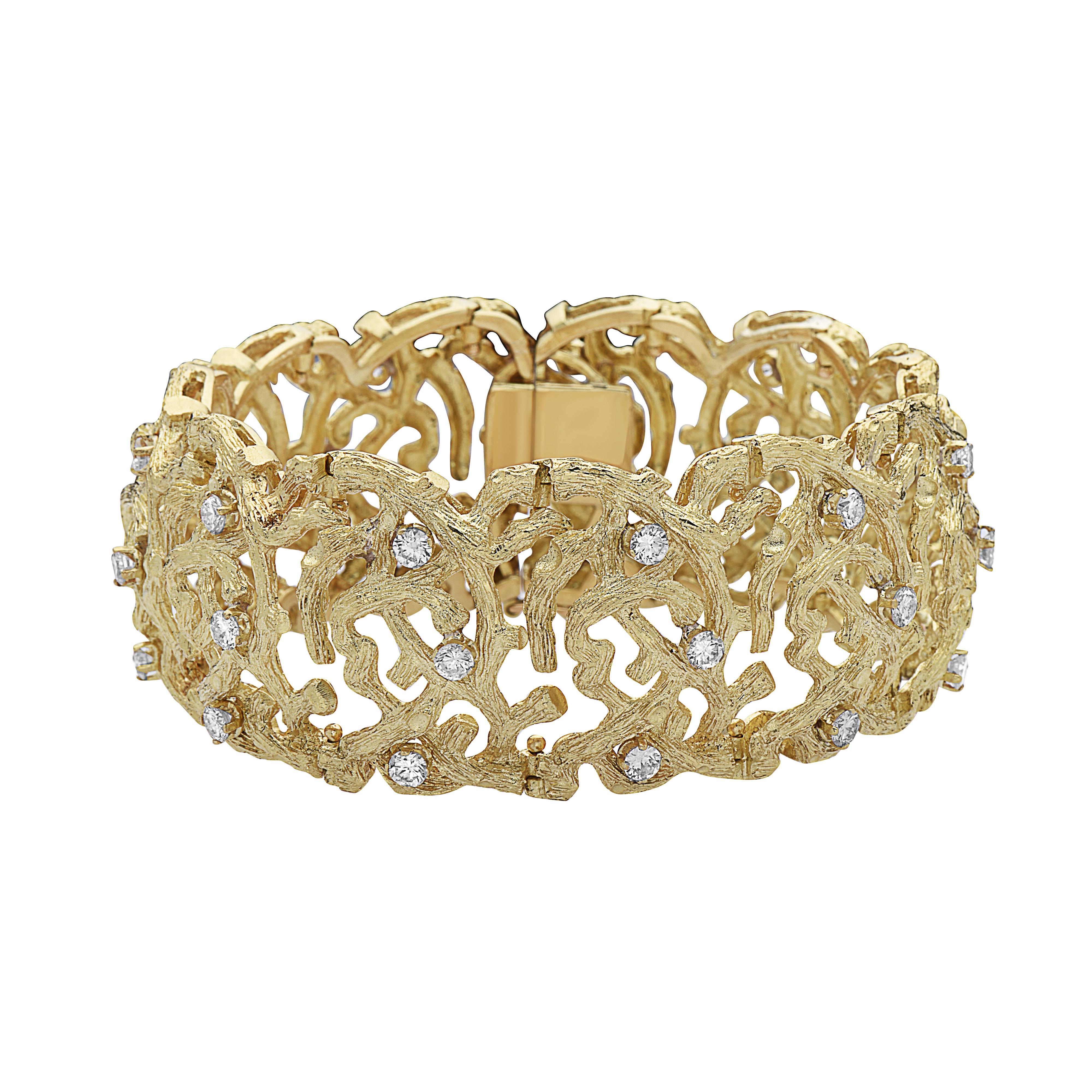 Emilio Jewelry Handmade 18 Karat Yellow Gold Diamond Bracelet