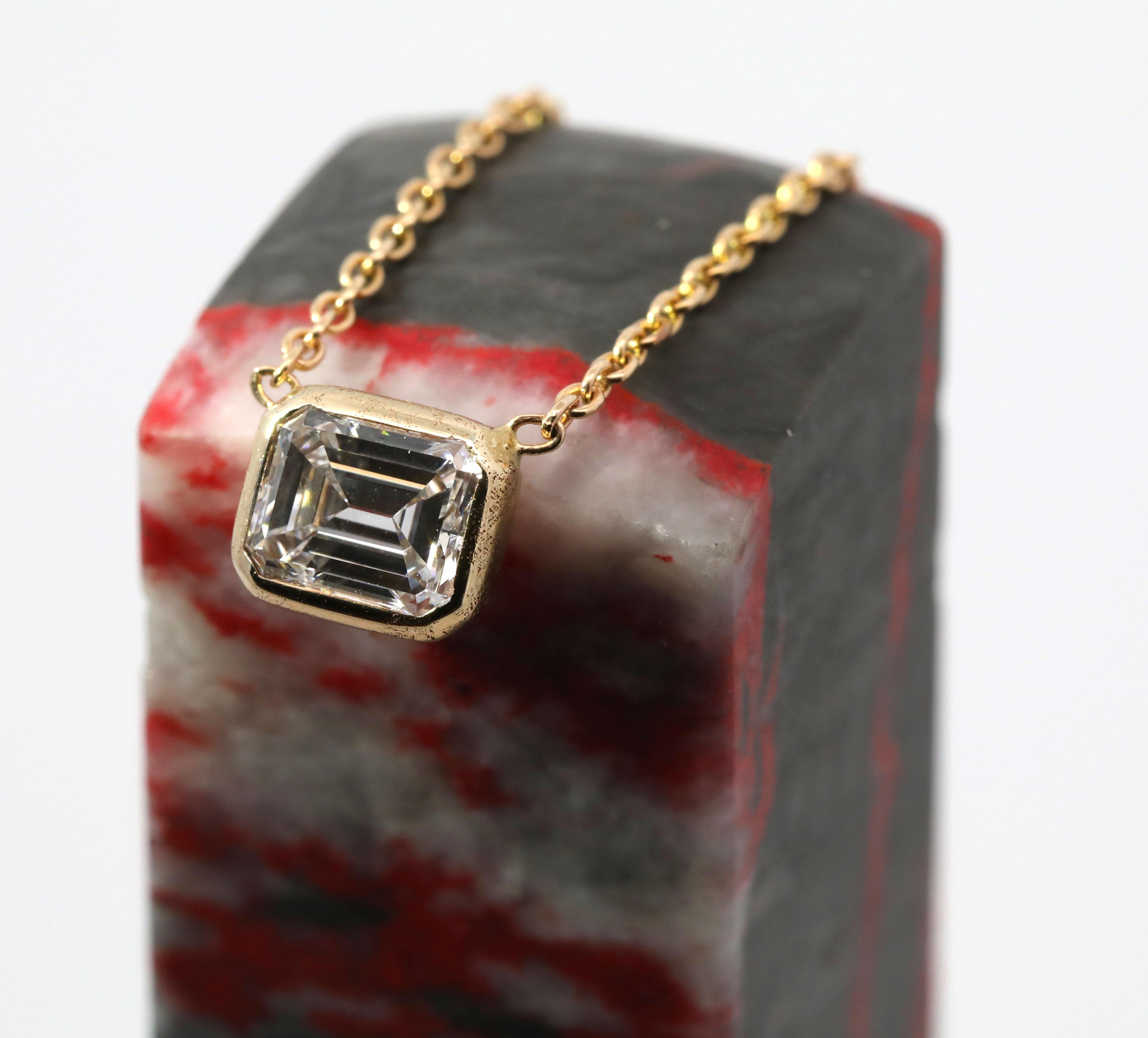 Collier en or jaune 18K et diamants naturels, fait à la main Neuf - En vente à Pasadena, CA