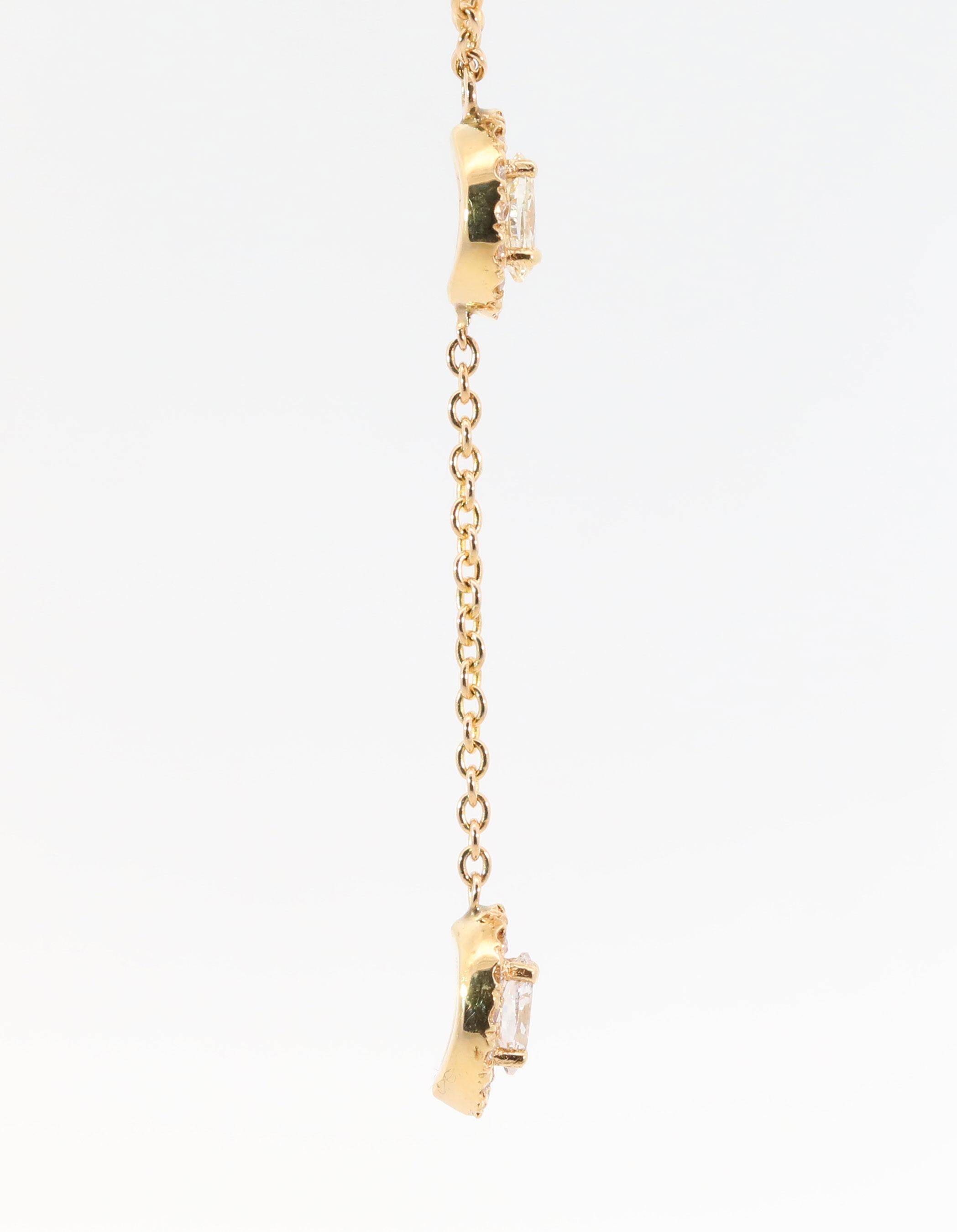 Collier pendentif en or jaune 18K et diamants naturels, fait à la main Neuf - En vente à Pasadena, CA