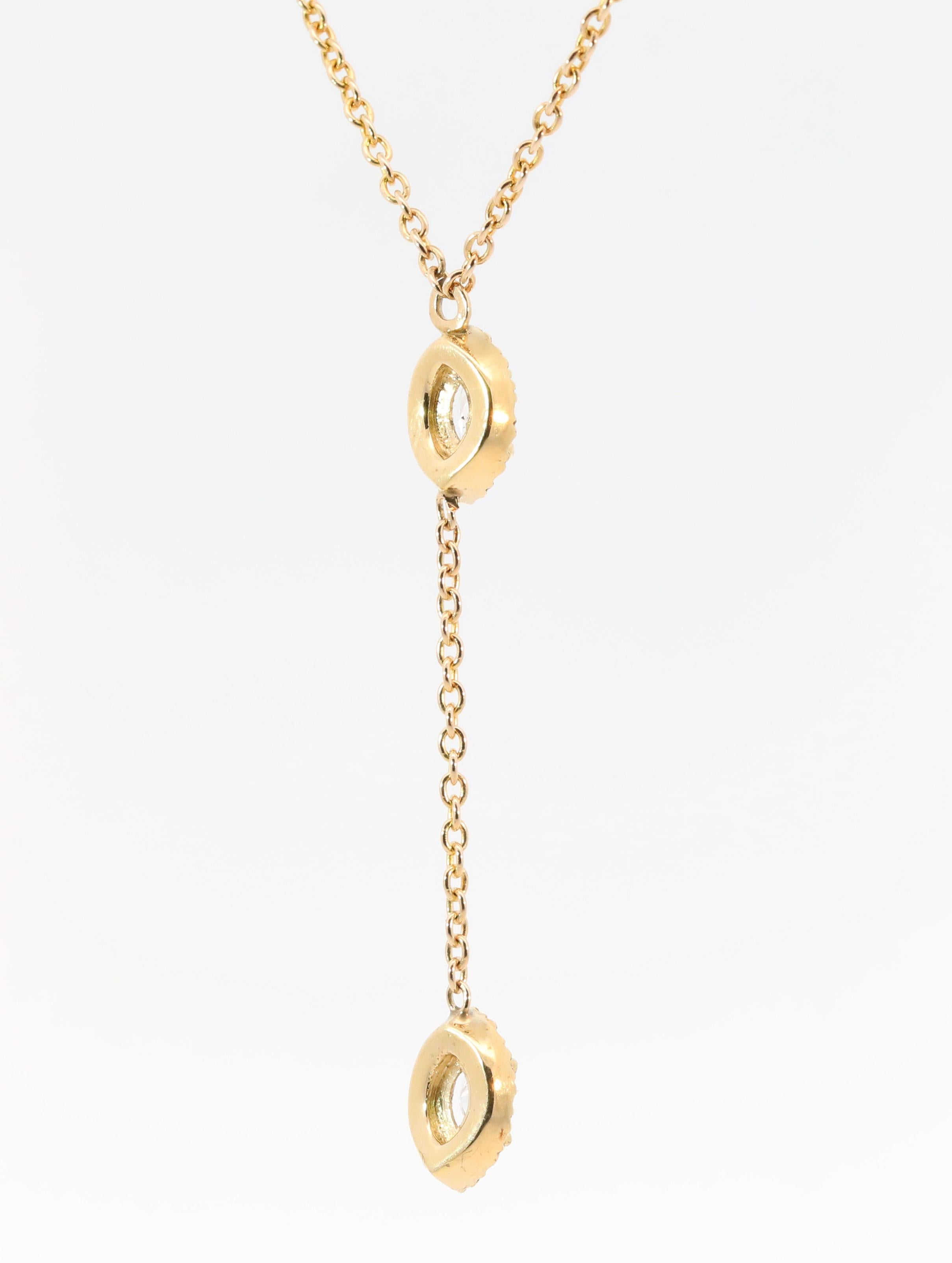 Collier pendentif en or jaune 18K et diamants naturels, fait à la main Pour femmes en vente