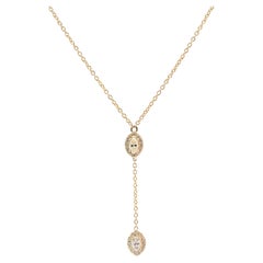 Hand Made 18K Yellow Gold & Natural Diamonds Drop Necklace
