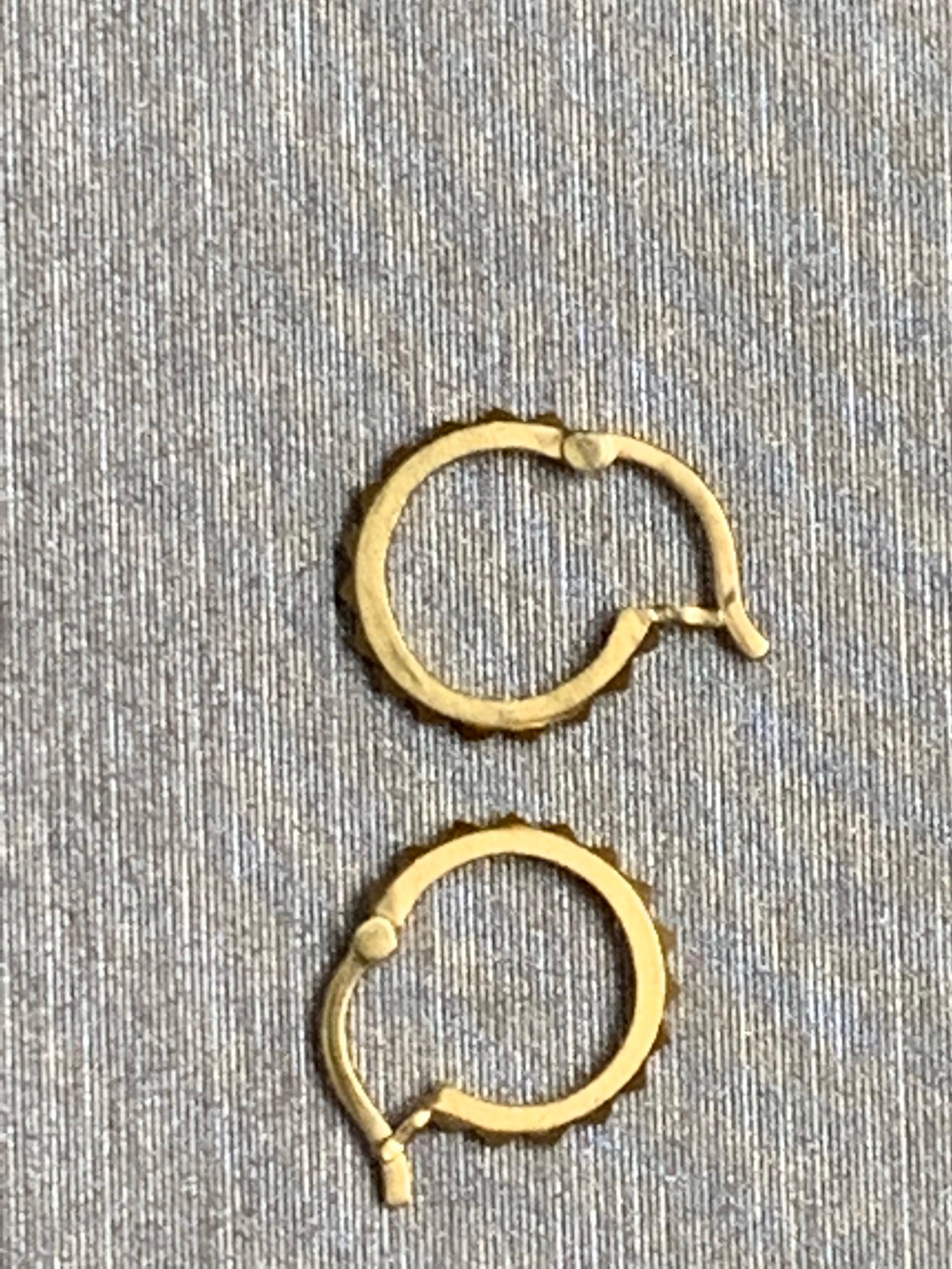 Artisan Pyramid Hoop, Yellow Gold Earrings For Sale