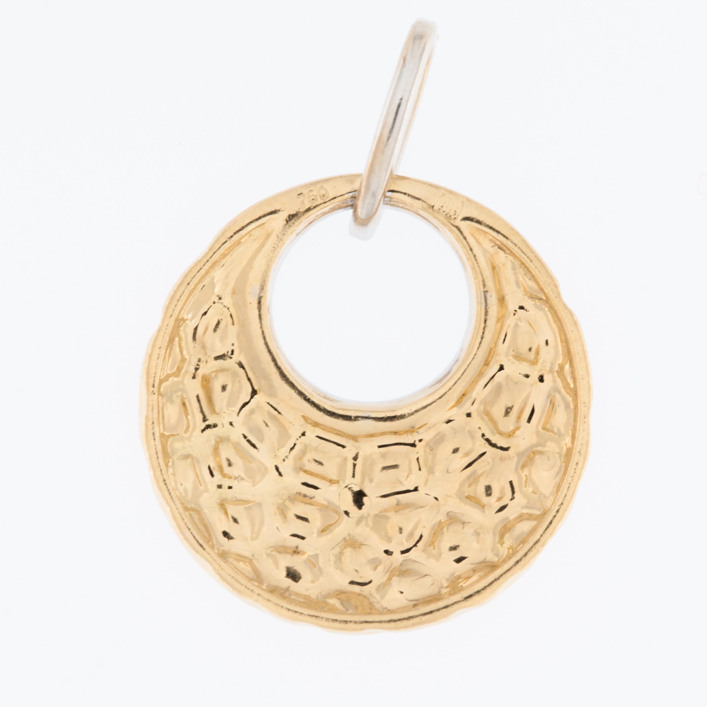 Artisan Hand-Made 18kt Gold Pendant with Diamonds For Sale