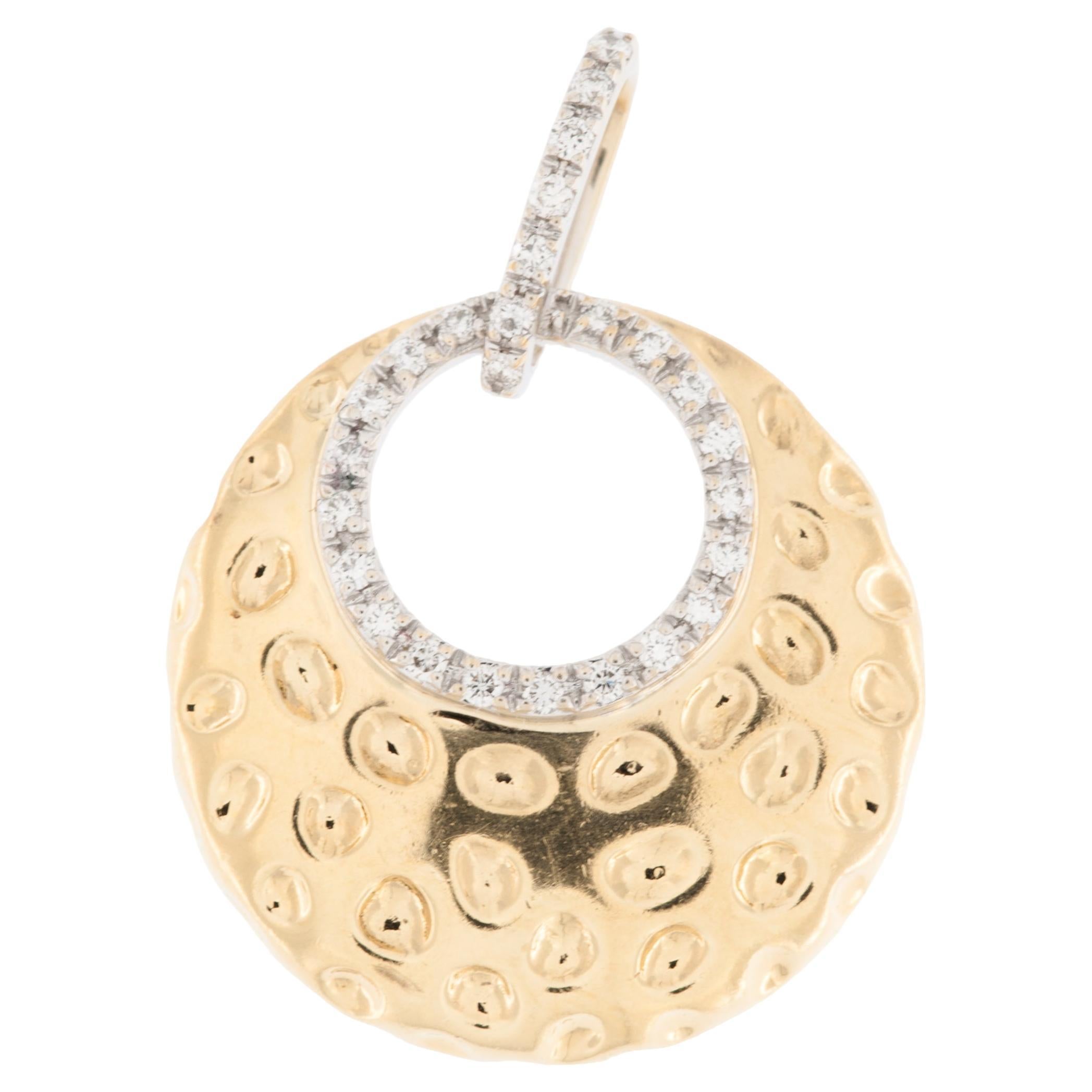 Hand-Made 18kt Gold Pendant with Diamonds For Sale