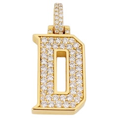 Hand-Made 18KY gold  D pendant with diamonds