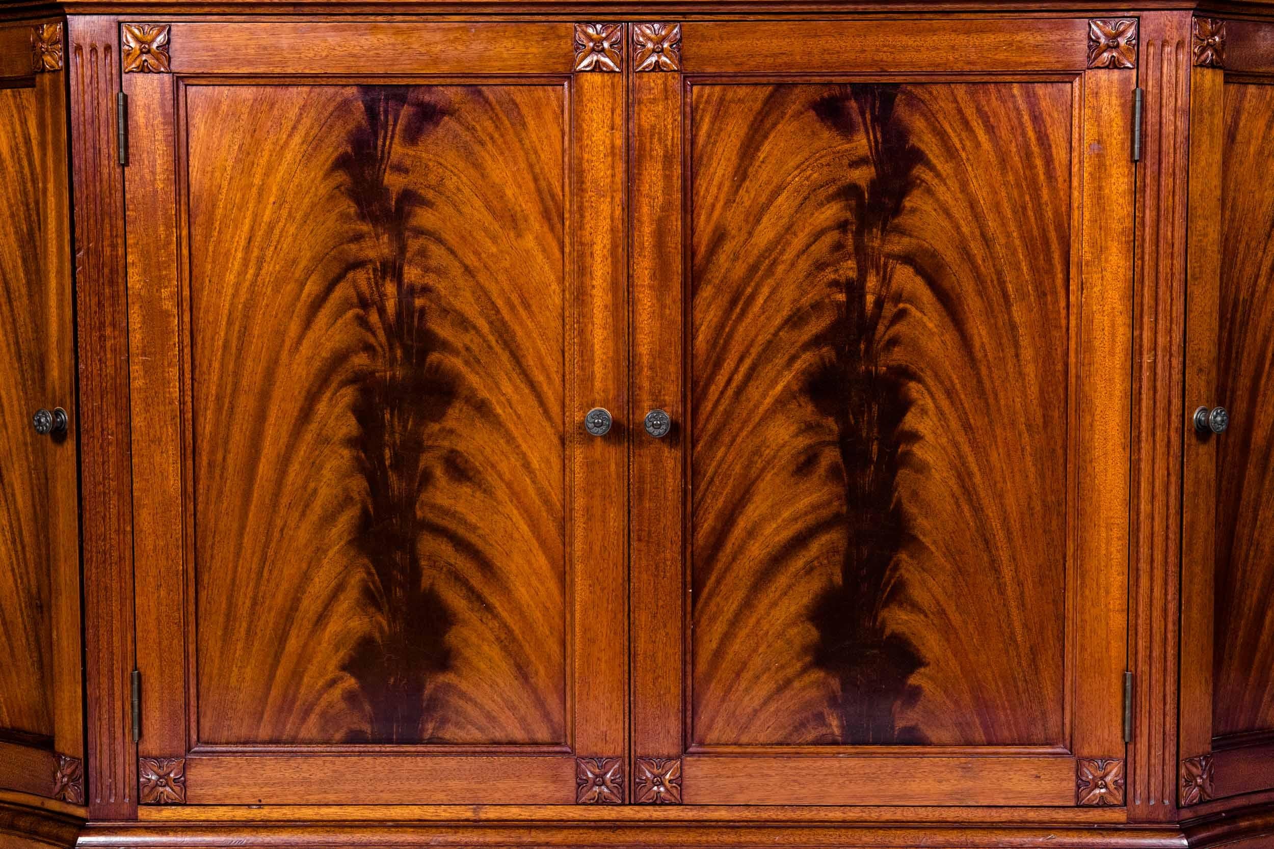 Handmade 20th Century Mahogany Wood Two Parts Breakfront 5