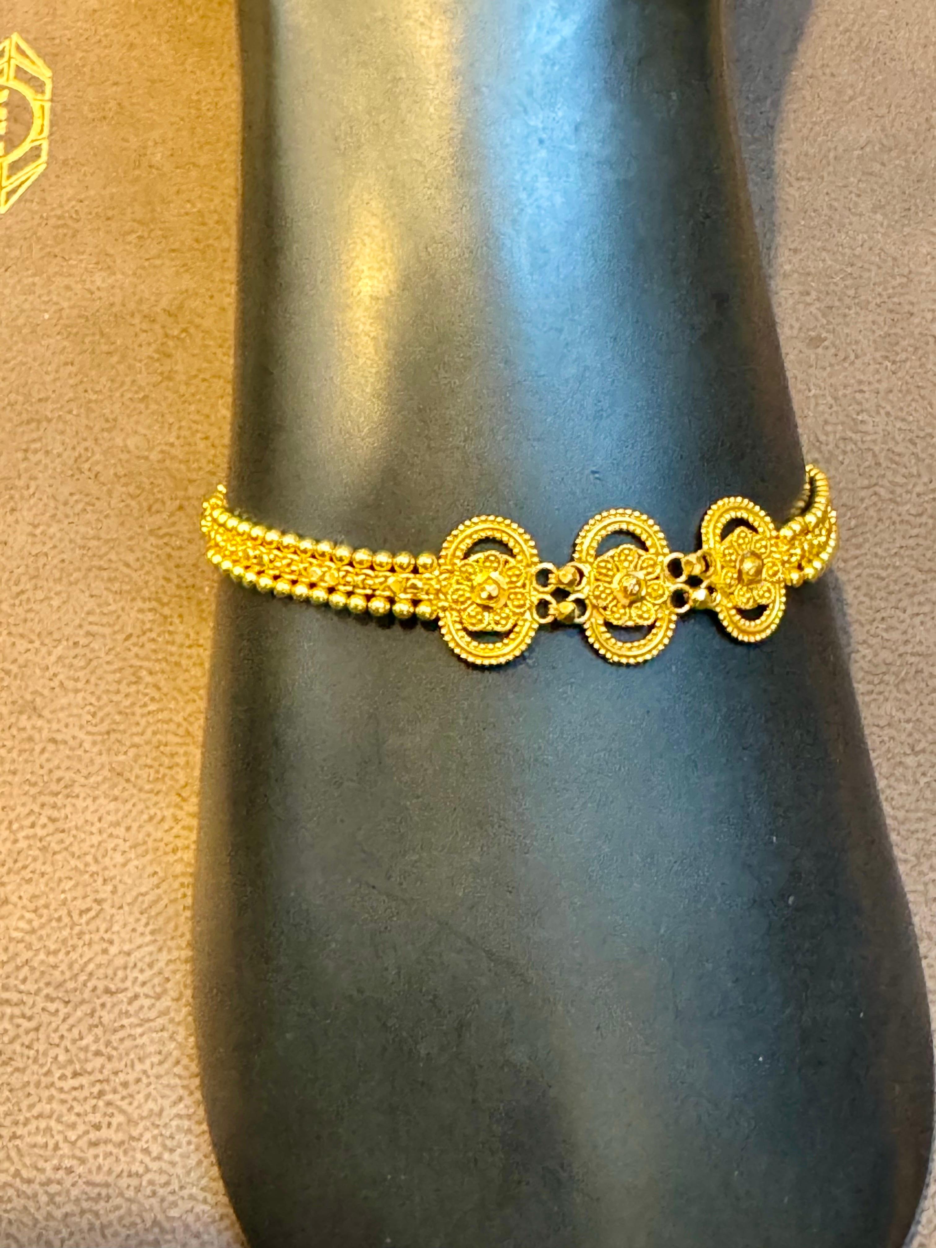 Hand Made 22 Quilates  Pulsera de Oro Amarillo Macizo, 8,6 Gm, 7 Pulgadas en venta 5