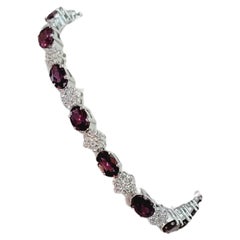 Hand Made Amethyst-Armband 14K Weißgold Armband mit Diamanten