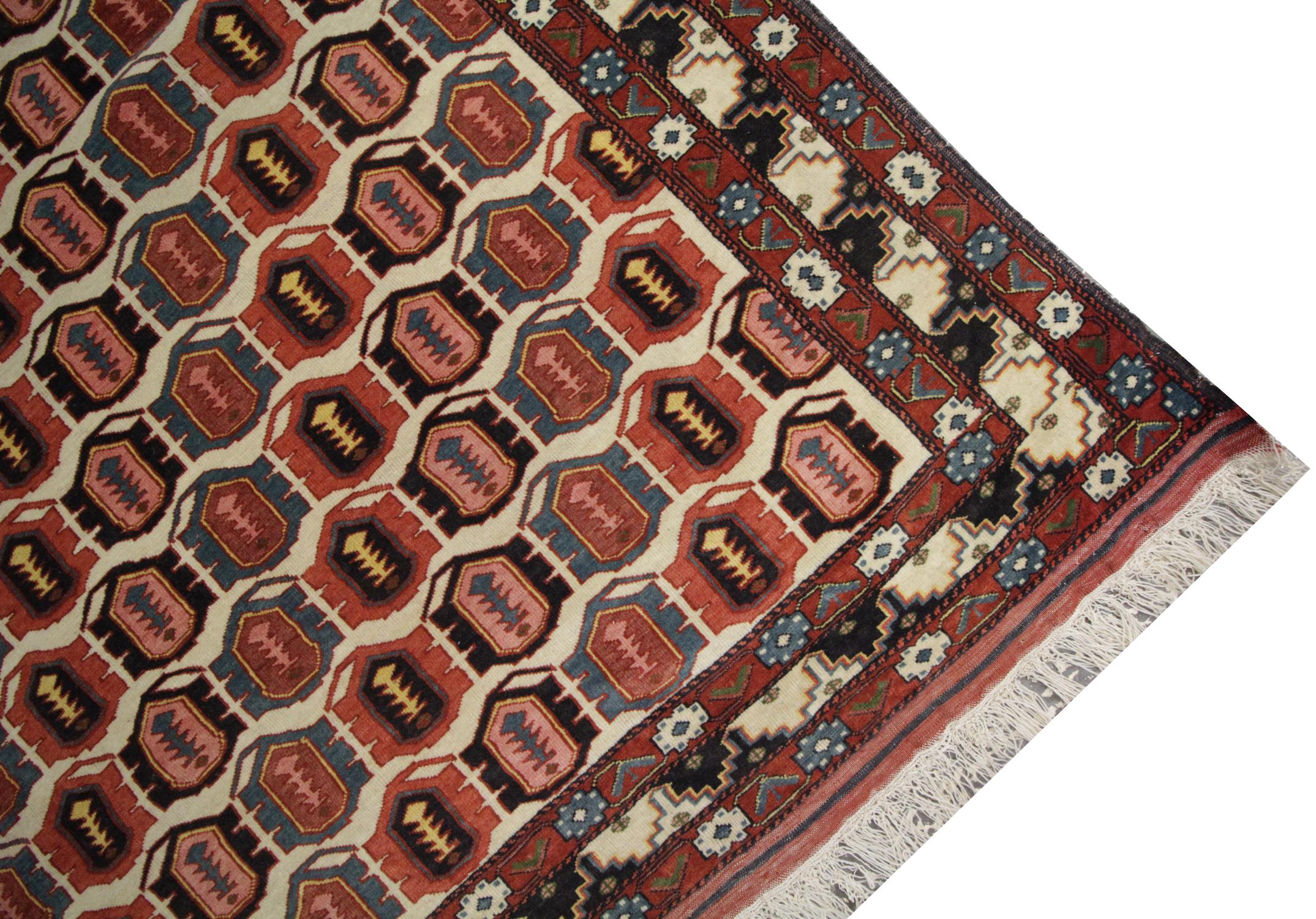 20th Century Handmade Antique Caucasian Tribal Living Room Rug, All-Over Pattern Carpet Rug For Sale