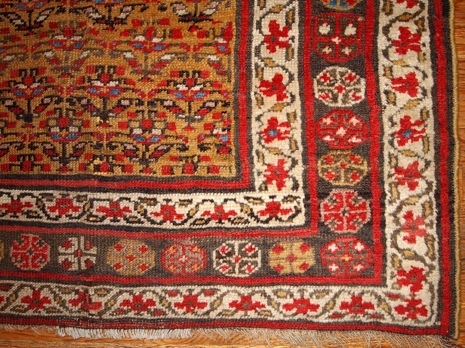Handgefertigter antiker Teppich im kurdischen Stil, 1880, 1B414 im Zustand „Gut“ im Angebot in Bordeaux, FR