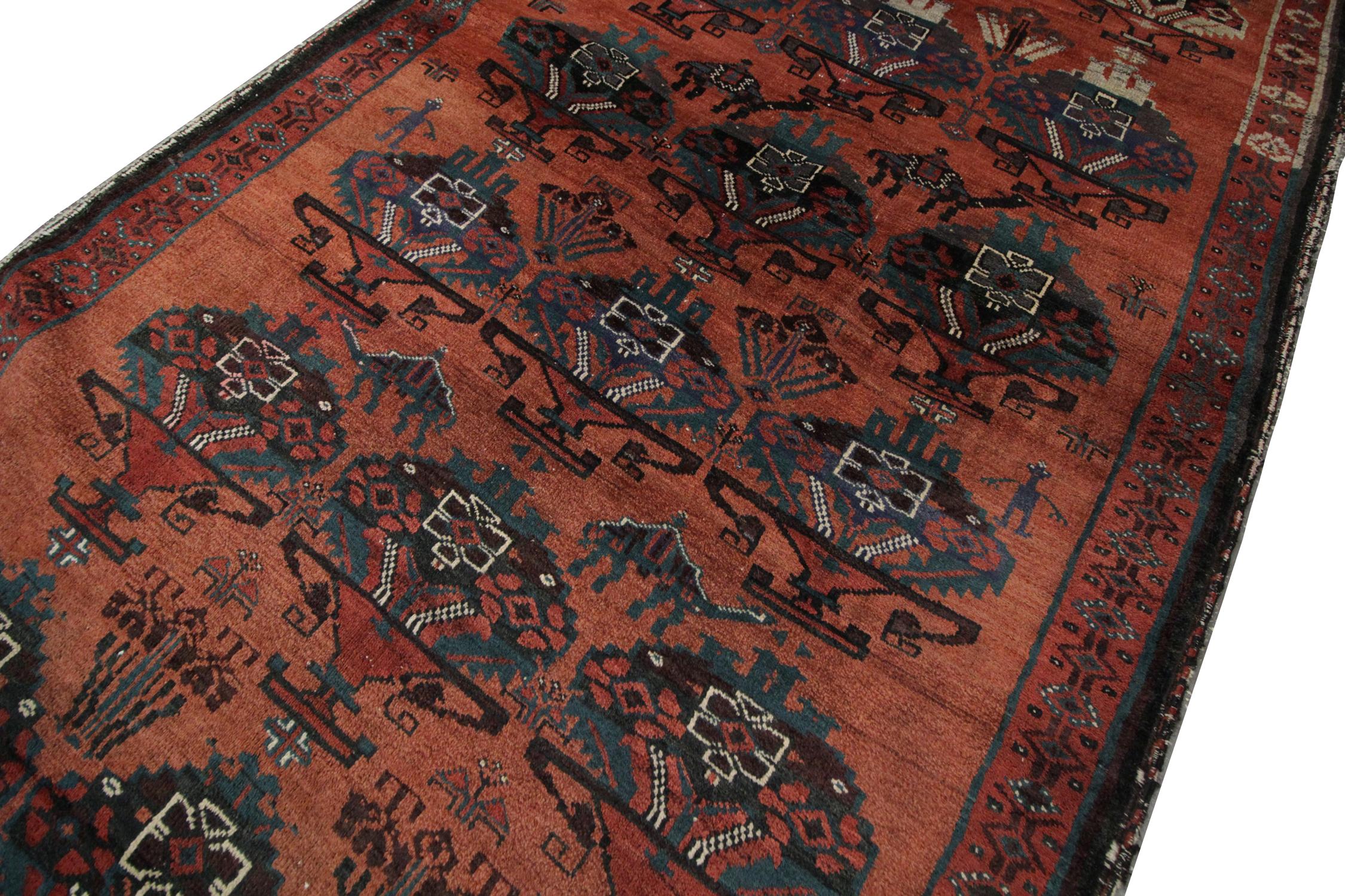 Azerbaijani Handmade Antique Tribal Living Room Rug, Traditional Red Wool Carpet Rug For Sale