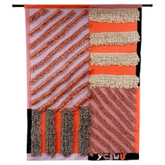 Hand made appliquéd geometric wall hanging art tapestry by G+S x 2LG Studio Pink