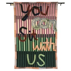 Hand made appliquéd 'YCSWU' wall hanging art tapestry by G+S x 2LG Studio