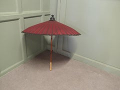 Hand Made Art Deco Painted Bamboo Parasol This Charming Piece, made in bamboo