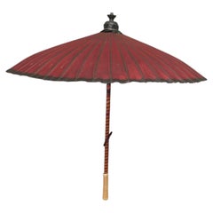 Hand Made Art Deco Painted Bamboo Parasol This Charming Piece, made in bamboo