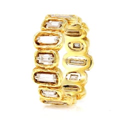 Hand Made Baguette Diamond Band Ring in 18 Karat Yellow Gold