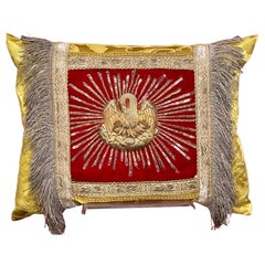 Hand Made Bespoke Pillow Antique Metallic Embroidered Pelican