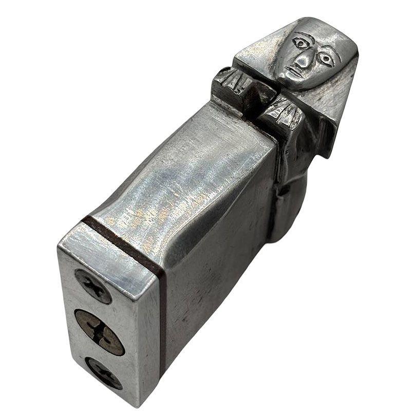 Hand Made Bespoke Silver Art Deco Sphinx Lift Arm Feuerzeug w / Geometrische Inlay im Angebot 1